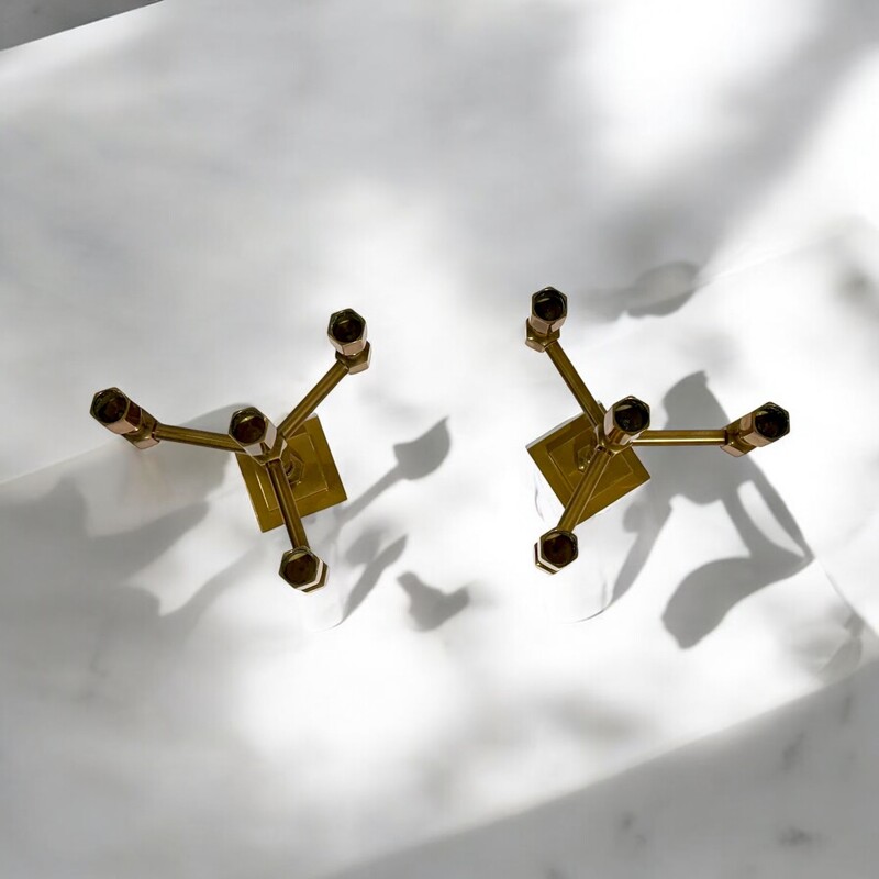 M 311 AG pair of solid brass chandelier signed and number 1970
