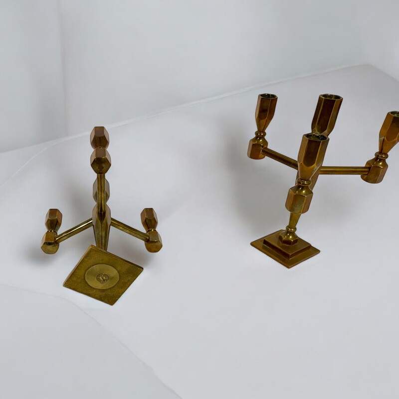 M 311 AG pair of solid brass chandelier signed and number 1970
