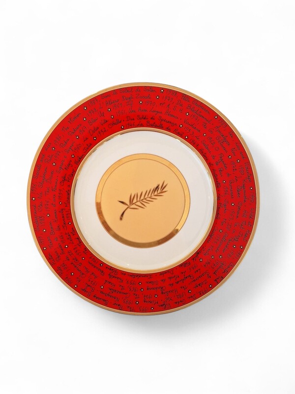 M 328 APO set of 2 commemorative porcelain plate from Cannes Festival, by Hilton McConnico for Philippe Deshoulières