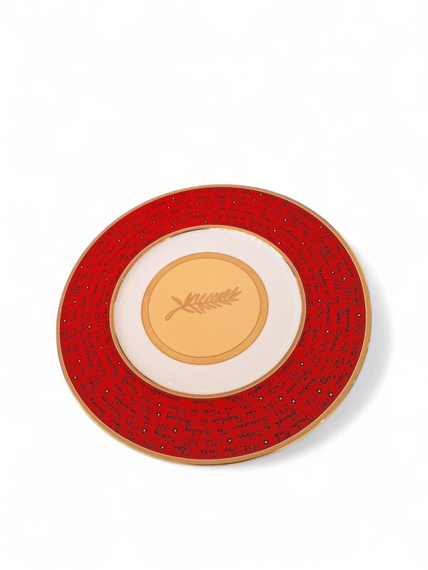 M 328 APO set of 2 commemorative porcelain plate from Cannes Festival, by Hilton McConnico for Philippe Deshoulières