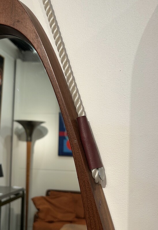 M 427 AS Scandinavian mirror, massive teak, original cord