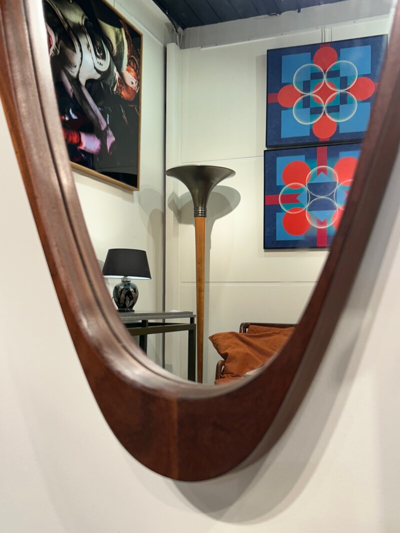 M 427 AS Scandinavian mirror, massive teak, original cord