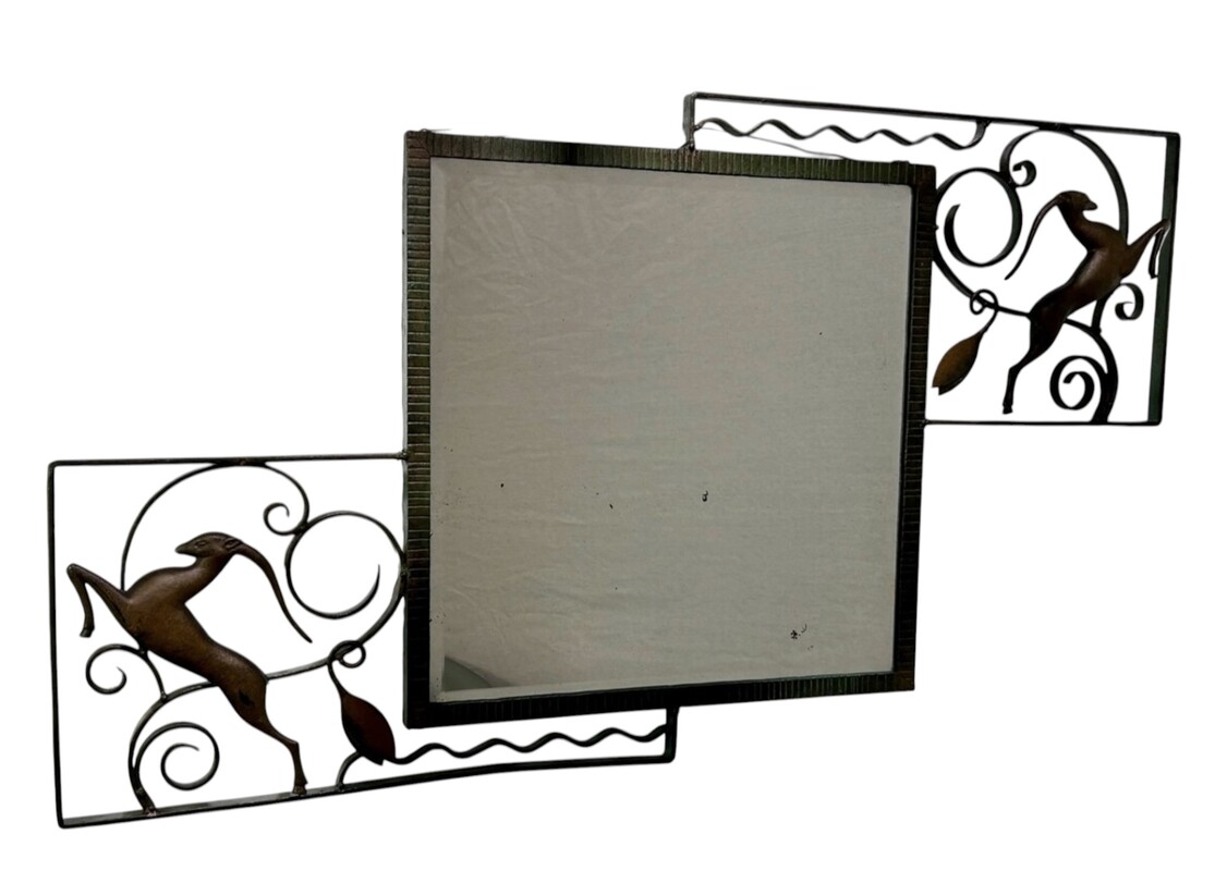 M 428 AS Wrought iron mirror by Michel Zadounaïsky (1903-1983), French sculptor and ironworker, ca 1930