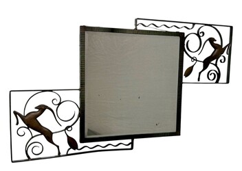 M 428 AS Wrought iron mirror by Michel Zadounaïsky (1903-1983), French sculptor and ironworker, ca 1930