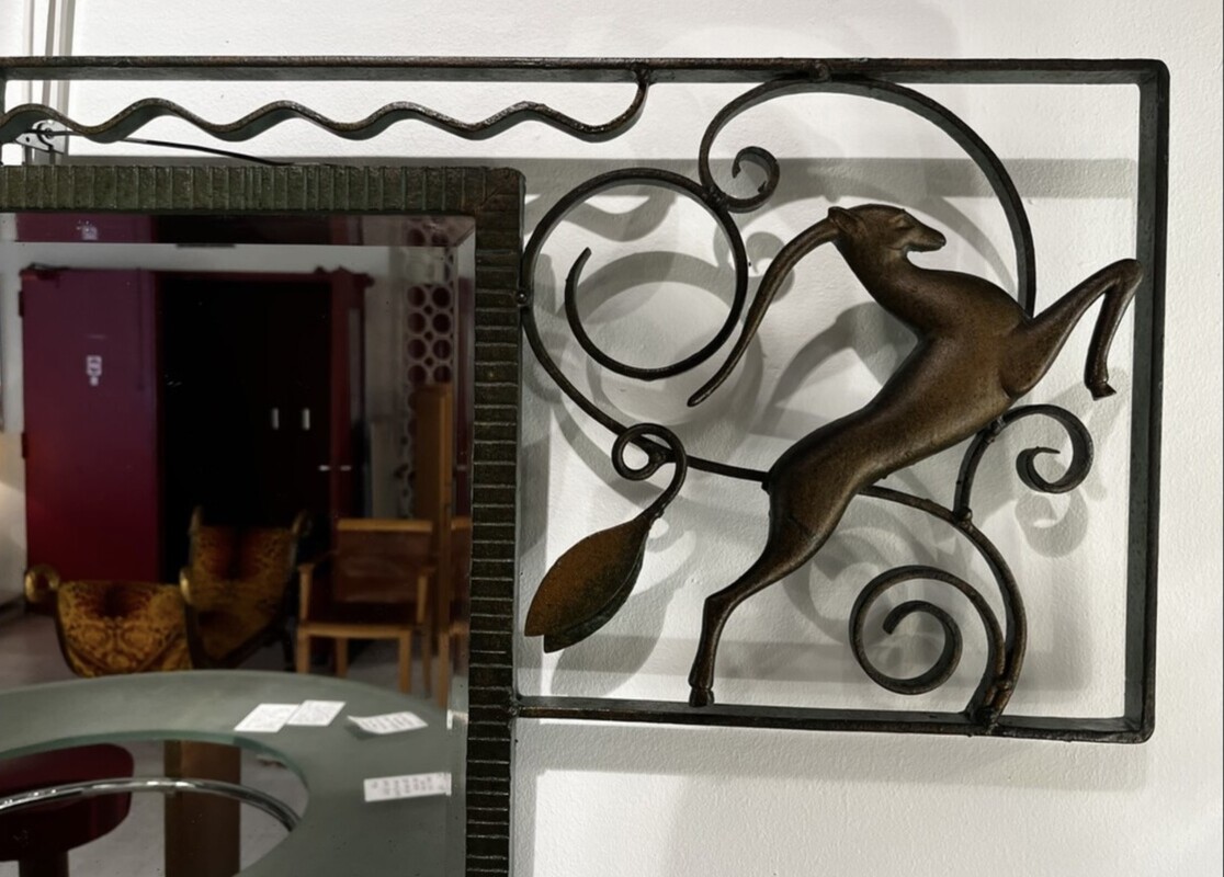 M 428 AS Wrought iron mirror by Michel Zadounaïsky (1903-1983), French sculptor and ironworker, ca 1930