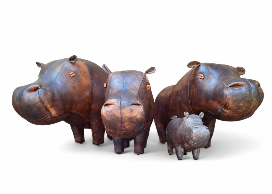 M 435 Apo Leather Hippopotamuses by Dimitri Omersa, set of 4