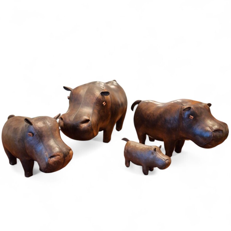 M 435 Apo Leather Hippopotamuses by Dimitri Omersa, set of 4
