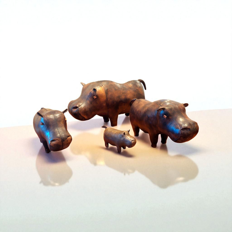 M 435 Apo Leather Hippopotamuses by Dimitri Omersa, set of 4