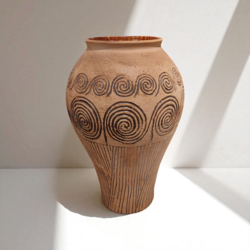 M 447 JC vase with graphic motifs, terracotta, 1960