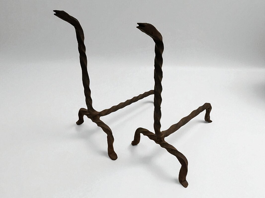 M 455 AV pair of wrought iron andirons