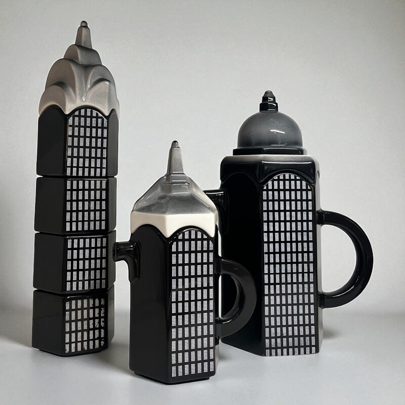 M 457 AV vintage art deco - modernist style coffee set by Sarsaparilla, 1980’s