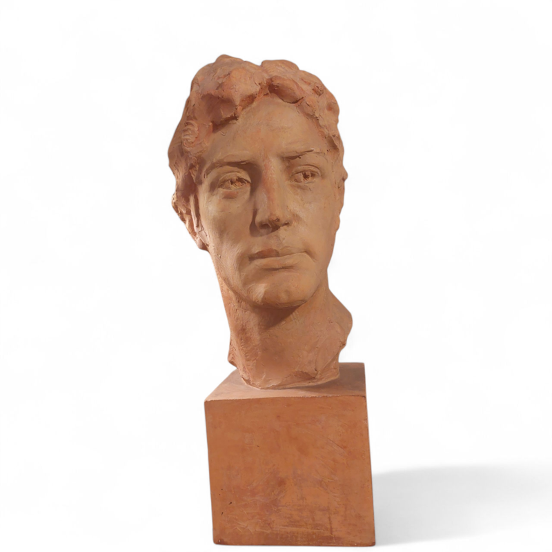 M 471 JC Terracota man's head sculpture by Victor Demanet, Belgian school