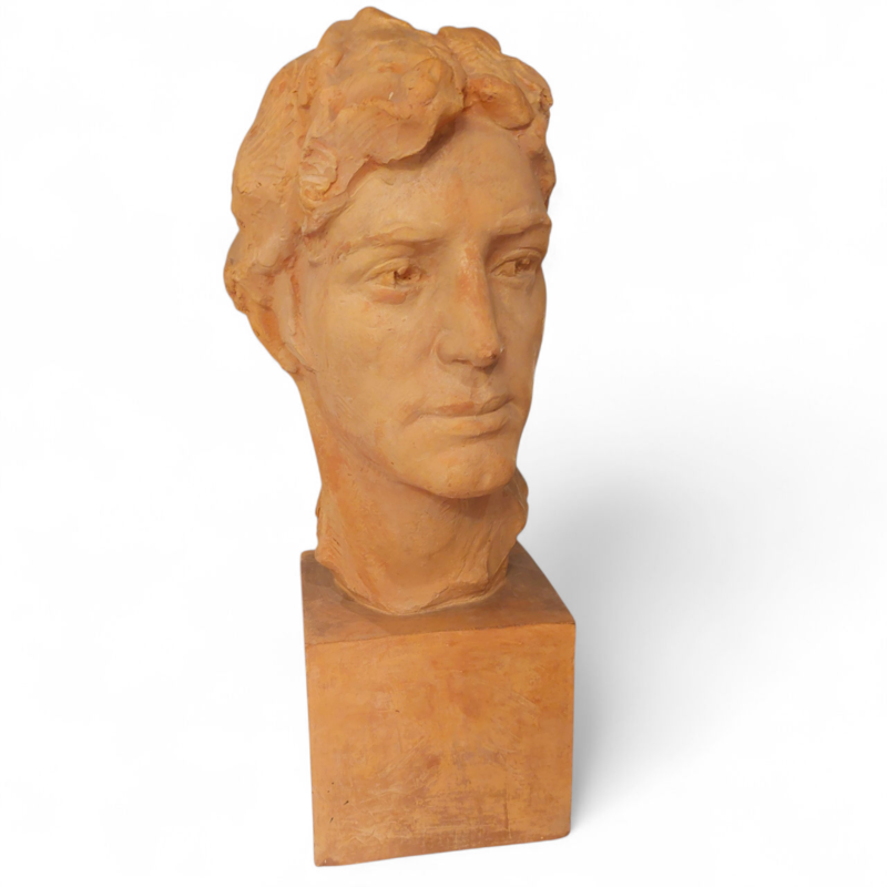 M 471 JC Terracota man's head sculpture by Victor Demanet, Belgian school