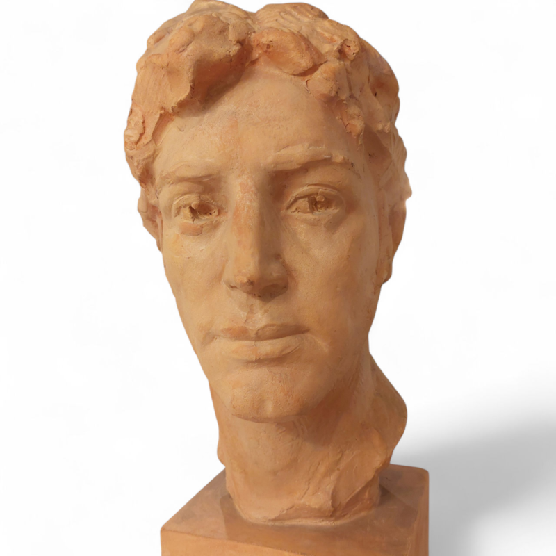 M 471 JC Terracota man's head sculpture by Victor Demanet, Belgian school