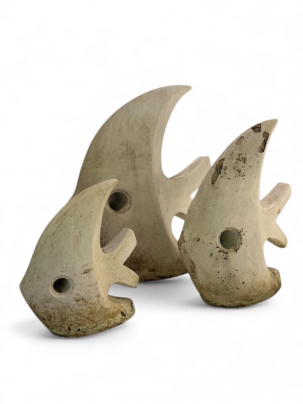 M 472 RD set of 3 fish garden sculptures 