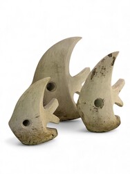M 472 RD set of 3 fish garden sculptures 