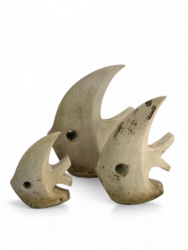M 472 RD set of 3 fish garden sculptures 