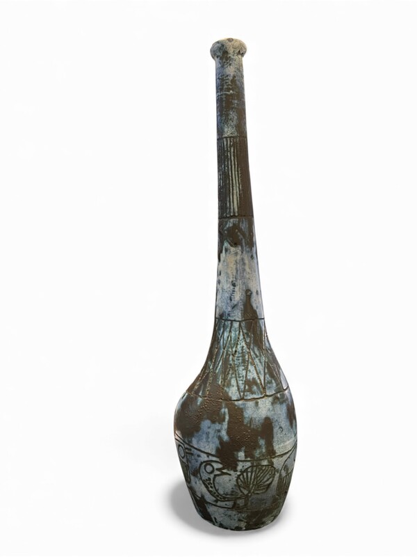 M 473 APO Blue ceramic vase by Jacques Blin 