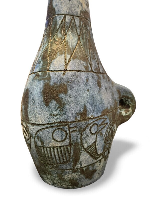 M 473 APO Blue ceramic vase by Jacques Blin 