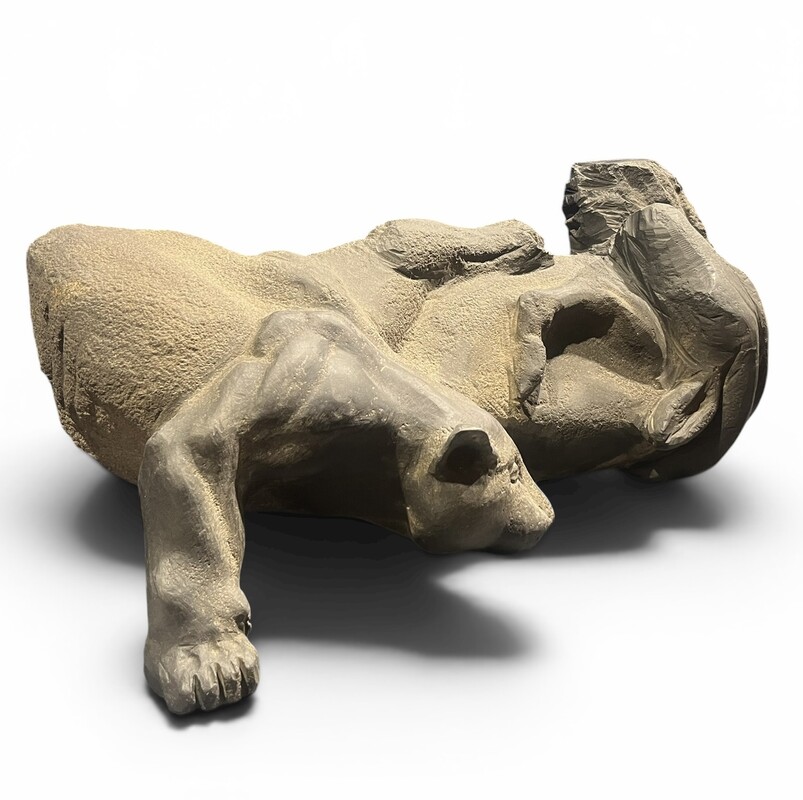 M 473 PL art deco sculpure, Panther and Ram, blue stone 1930
