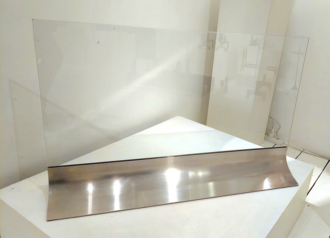 M 482 OB Brushed steel open fire set 1970s