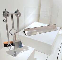 M 482 OB Brushed steel open fire set 1970s