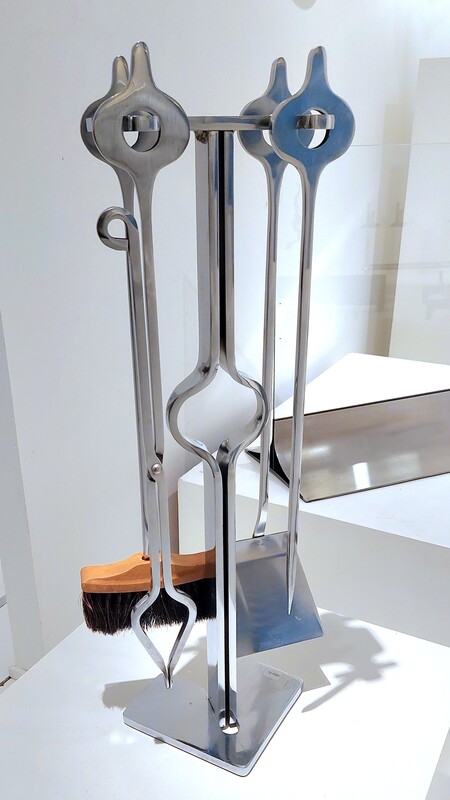 M 482 OB Brushed steel open fire set 1970s