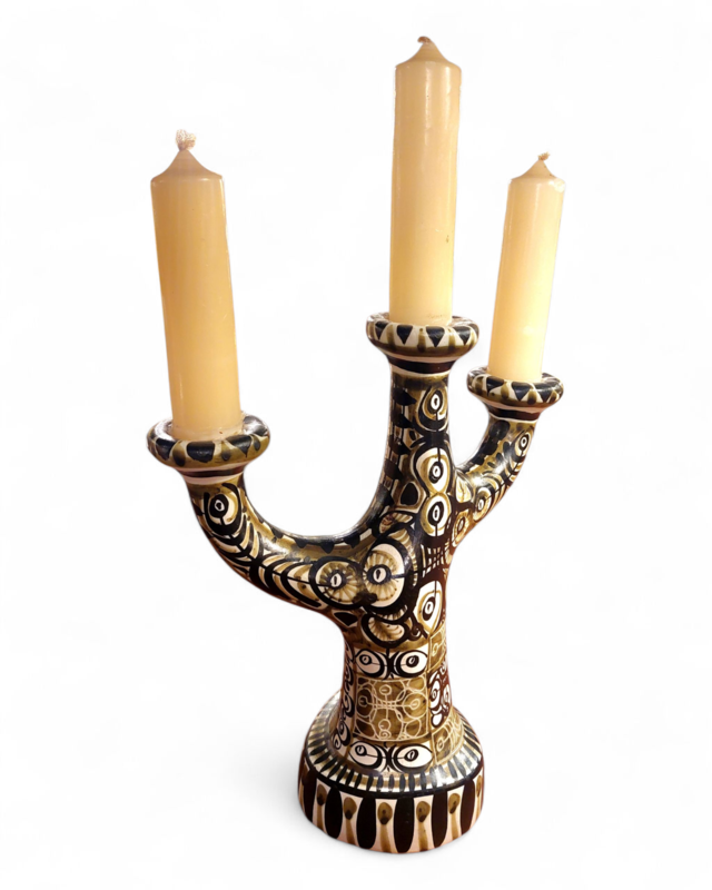 M 486 JC Hand painted and signed candleholder, France 1970s 