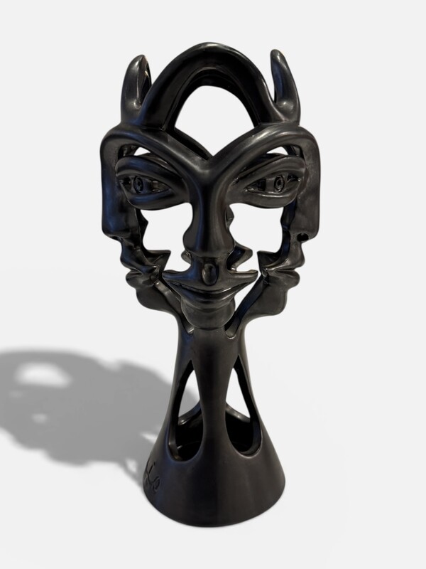 M 502 AG vase Ceramic by Jean Marais « 4 visages » signed 
