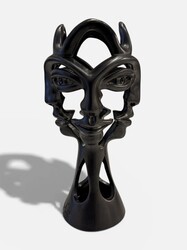 M 502 AG vase Ceramic by Jean Marais « 4 visages » signed 