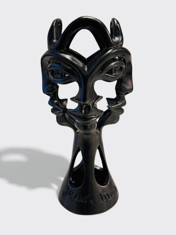 M 502 AG vase Ceramic by Jean Marais « 4 visages » signed 