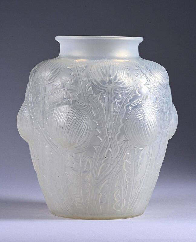 M 513 APO Opalin vase signed R. Lalique, model Domrémy, circa 1930