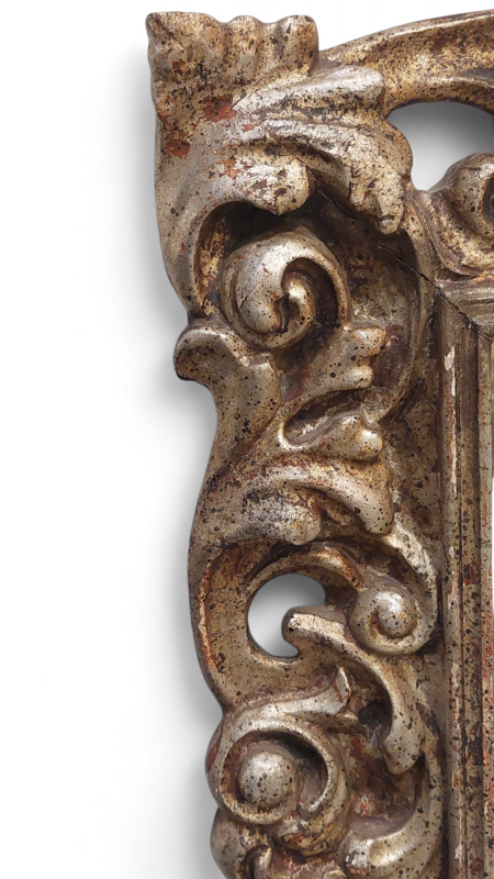 M 514 JC Silver-plated carved wooden mirror Italy Ca 1940