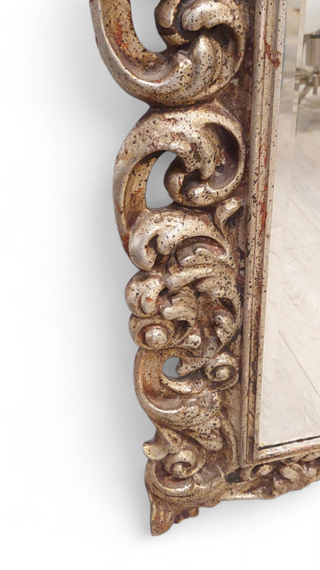 M 514 JC Silver-plated carved wooden mirror Italy Ca 1940