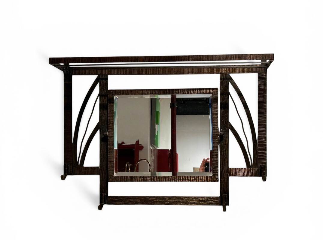 M 516 AS Tilting mirror Art Deco, patinated wrought iron, Belgium circa 1930