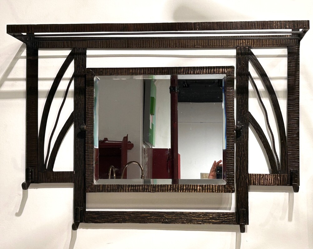 M 516 AS Tilting mirror Art Deco, patinated wrought iron, Belgium circa 1930