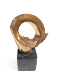 M 519 JC Abstract solid bronze table sculpture Monogramed 1980s