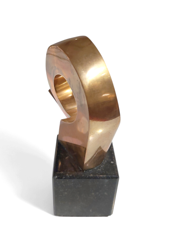 M 519 JC Abstract solid bronze table sculpture Monogramed 1980s