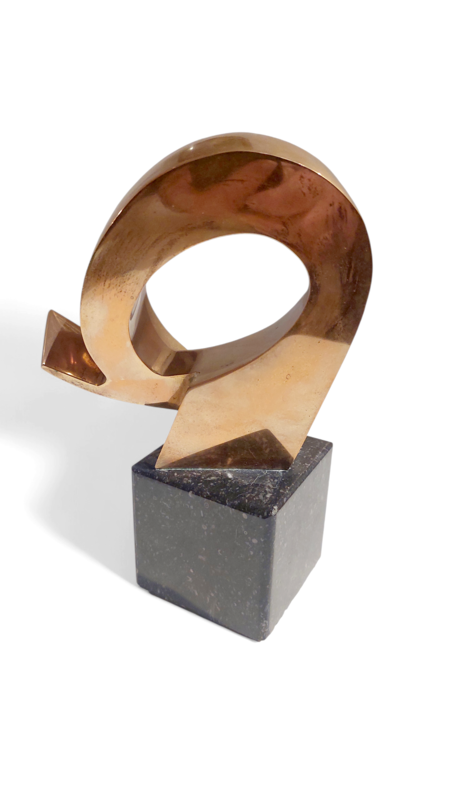 M 519 JC Abstract solid bronze table sculpture Monogramed 1980s