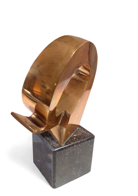 M 519 JC Abstract solid bronze table sculpture Monogramed 1980s