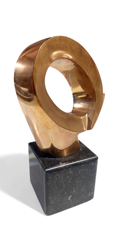 M 519 JC Abstract solid bronze table sculpture Monogramed 1980s