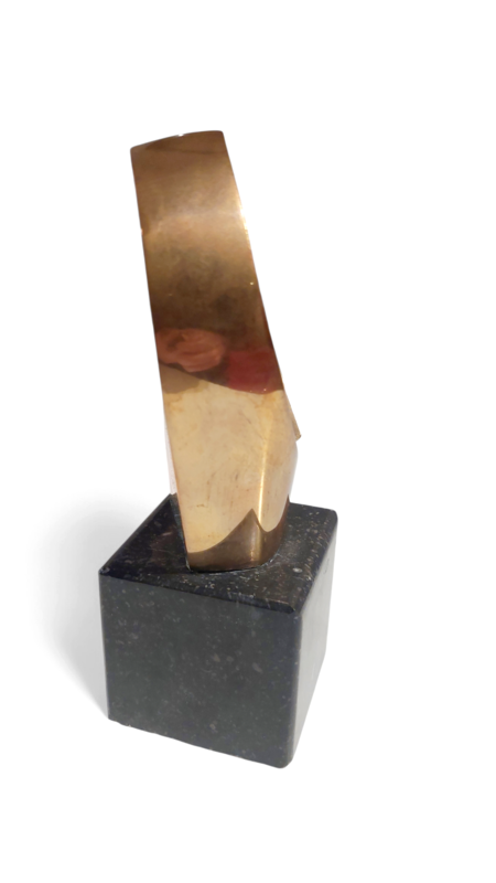 M 519 JC Abstract solid bronze table sculpture Monogramed 1980s