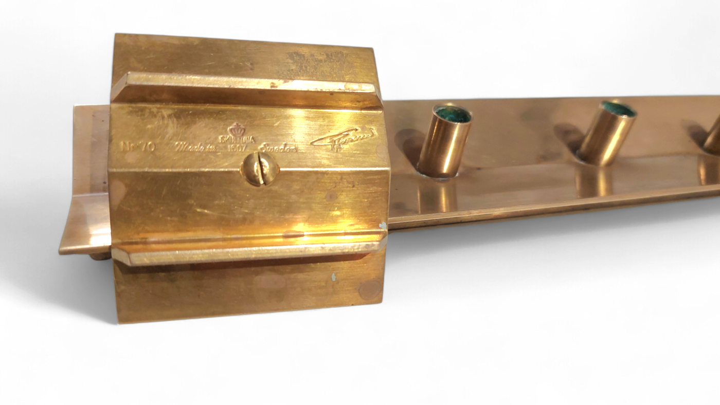 M 523 JC Set solid brass candle holders by Pierre Forssell