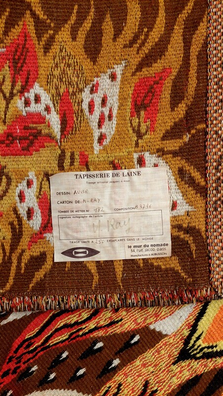 M 538 JC Aubusson tapestry woven from wool, signed M Ray, 1970s 