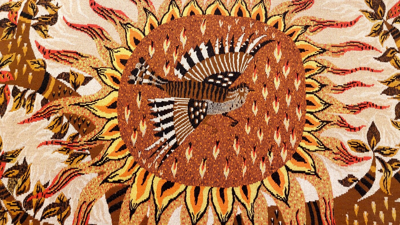 M 538 JC Aubusson tapestry woven from wool, signed M Ray, 1970s 