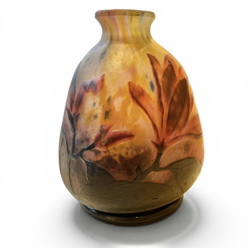 M 549 APO art nouveau glass vase by Daum, Nancy,  model Magnolias, 