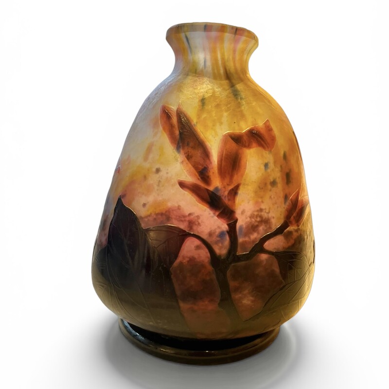 M 549 APO art nouveau glass vase by Daum, Nancy,  model Magnolias, 