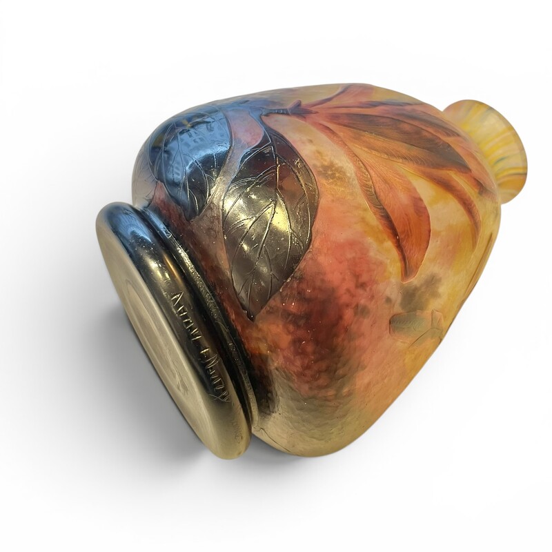 M 549 APO art nouveau glass vase by Daum, Nancy,  model Magnolias, 