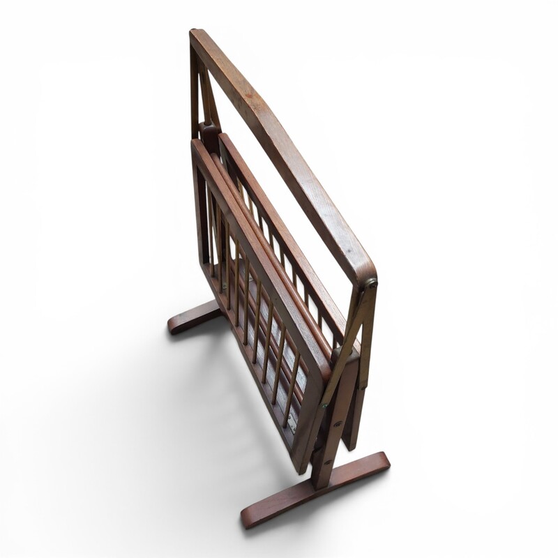 M 555 JC Mahogany and brass foldable magazine holder by Ico Parisi