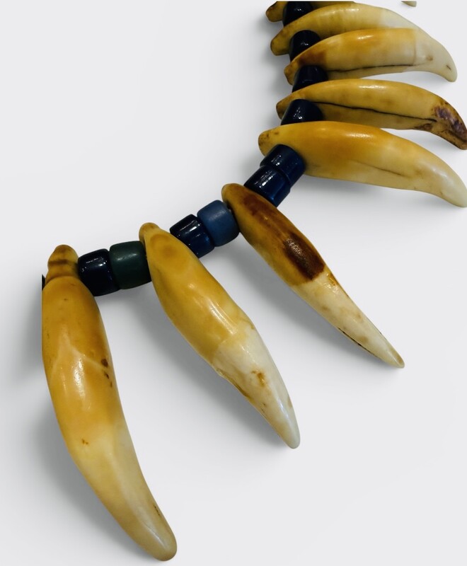 M 556 AG glass necklace and bear claw, early 20th century 